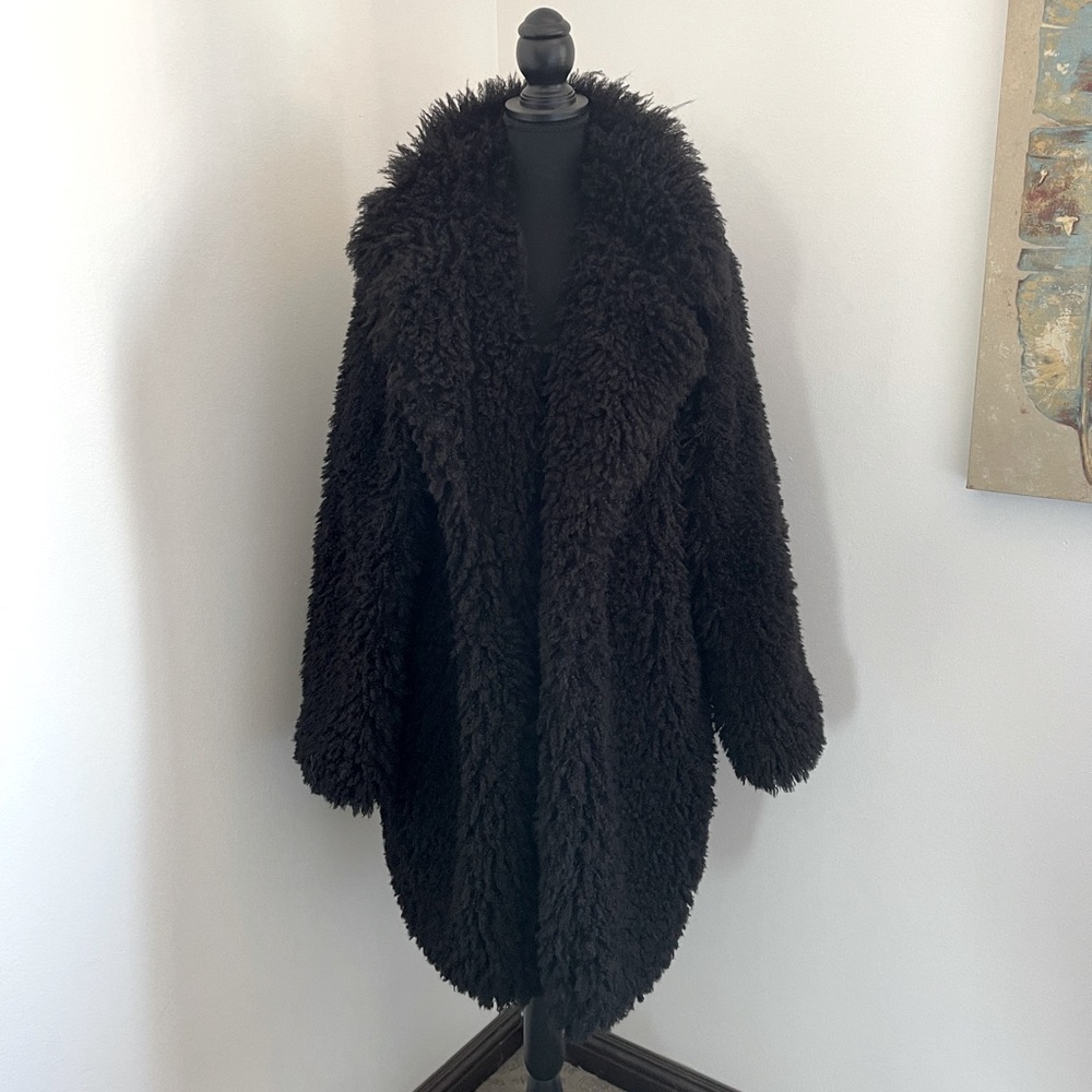 Wild Fable Black Shaggy Fur Coat, XL NWT